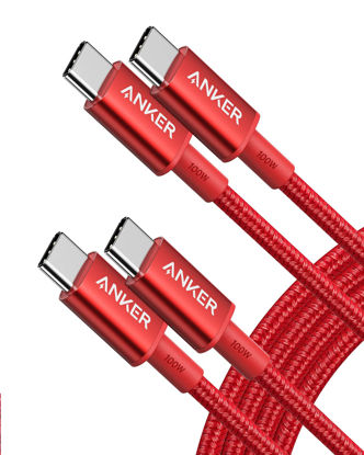 Picture of Anker 333 USB 2.0 Type C Charger Fast Charging Cable (6ft 100W, 2-Pack), for MacBook Pro 2020, iPad Pro 2020, iPad Air 4, Samsung Galaxy S21, Pixel, Switch, LG, and More (Red)