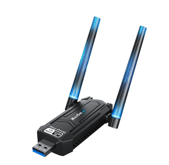 Picture of Maxuni USB WiFi Adapter, AC1300Mbps WiFi Dual Band Network Adapter with 2.4GHz/5GHz,Dual 5Dbi Antennas, Wireless Adapter for PC Desktop, Supports Windows11/10/8/7/Vista/XP, USB3.0