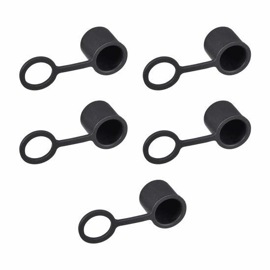 Picture of uxcell 5pcs BNC Silicone Protectors Cap Port Cover Anti Dust Black