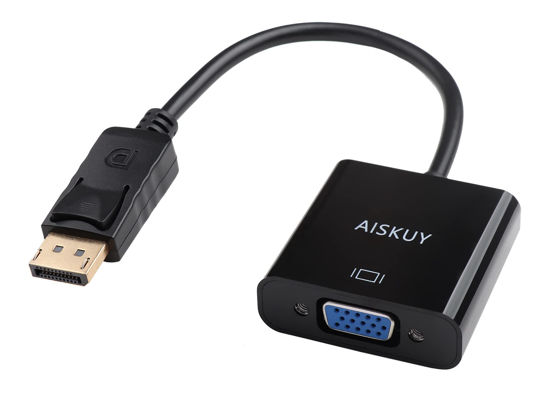 Picture of AISKUY Displayport to VGA Adapter, Display Port (DP) Male to VGA Female Converter for Computer Desktop Laptop Projector Monitor HDTV