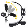 Picture of Camera L Bracket Mount Camera Bracket Mount C-Shape Dual Hot Shoes Flash Lamp Mount Holder Bracket for DV Camera Camcorder DSLR Camera