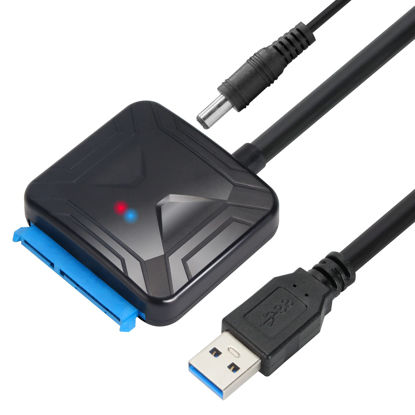 Picture of VCOM SATA to USB Adapter, USB 3.0 to SATA Cable for 3.5 2.5 Inch SSD HDD SATA III Hard Drive Disk, Support UASP Compatible with USB 1.1/2.0/3.0 (with External 12V/2A Power)