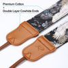 Picture of Padwa Lifestyle Camera Strap - 2" Cowhide Leather Head Cotton Camera Straps for Photographers,Vintage Japanese Art Print Adjustable Neck & Shoulder Strap for ALL DSLR/SLR Cameras(Grey Crane)