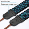 Picture of Padwa Lifestyle Camera Strap - 2" Cowhide Leather Head Cotton Camera Straps for Photographers,Vintage Jacquard Embroidery Adjustable Neck & Shoulder Strap for ALL DSLR/SLR Cameras (Blue Reticule)