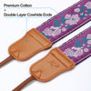 Picture of PADWA Purple Flowers Embroidered Camera Strap - Double Layer Cowhide Ends,2" Pure Cotton Woven Camera Straps, Adjustable Vintage Neck & Shoulder Strap for All DSLR Cameras,Great Gift for Photographers