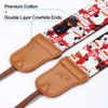 Picture of PADWA Red Cat Animal Print Camera Strap - Double Layer Cowhide Ends,2" Pure Cotton Woven Camera Straps, Adjustable Vintage Neck & Shoulder Strap for All DSLR Cameras,Great Gift for Photographers