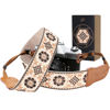 Picture of Padwa Lifestyle Camera Strap - 2" Cowhide Head Camera Straps for Photographers,Adjustable Vintage Jacquard Embroidery Woven Cotton Shoulder Neck Strap for Cameras,Binoculars（Elegant Brown Floral）