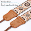 Picture of Padwa Lifestyle Camera Strap - 2" Cowhide Head Camera Straps for Photographers,Adjustable Vintage Jacquard Embroidery Woven Cotton Shoulder Neck Strap for Cameras,Binoculars（Elegant Brown Floral）