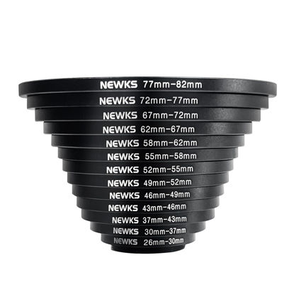 Picture of Newks 13Pcs Step Up UV Filter Adapter Rings Set, Metal Adapter Ring Kit 26-30mm 30-37mm 37-43mm 43-46mm 46-49mm 49-52mm 52-55mm 55-58mm 58-62mm 62-67mm 67-72mm 72-77mm 77-82mm for Camera Lens