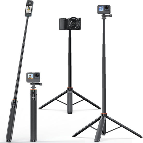 Picture of VRIG TP-21 GoPro Selfie Stick.The Tripod is 140cm Long, Lightweight, and can be Used as a 5-Stage Telescopic Tripod. GoPro Accessories Include Insta360,Selfie Stick,Action Camera,