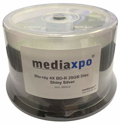 Picture of Mediaxpo 50 Grade A Blu-ray 4X BD-R 25GB Disc Shiny Silver