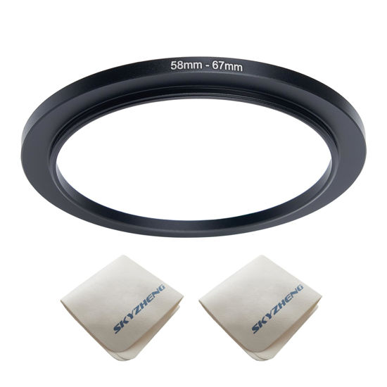 Picture of 58mm Lens to 67mm Camera Lens Adapter 58mm to 67mm Step Up Ring Adapter Ring for All Brands of UV ND CPL, with Premium Lens Wiping Cloth 2 Pack (58mm-67mm)