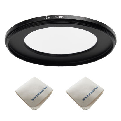 Picture of 72mm Lens to 49mm Camera Lens Adapter 72mm to 49mm Step Down Ring Adapter Ring for All Brands of UV ND CPL, with Premium Lens Wiping Cloth 2 Pack (72mm-49mm)