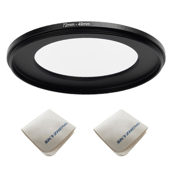 Picture of 72mm Lens to 49mm Camera Lens Adapter 72mm to 49mm Step Down Ring Adapter Ring for All Brands of UV ND CPL, with Premium Lens Wiping Cloth 2 Pack (72mm-49mm)