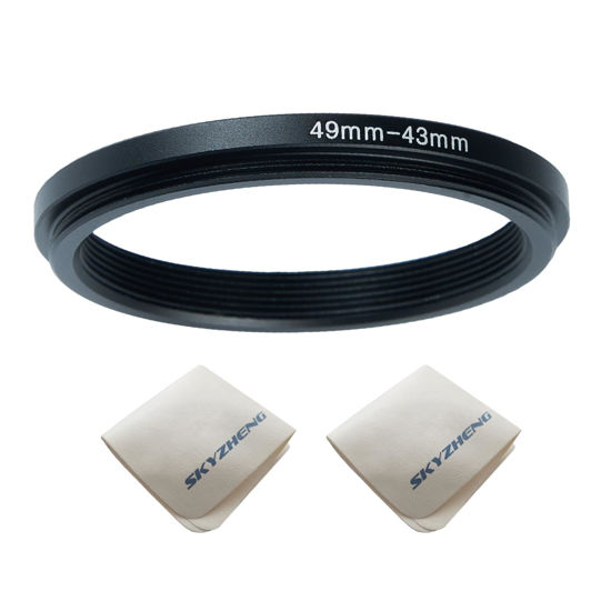 Picture of 49mm Lens to 43mm Camera Lens Adapter 49mm to 43mm Step Down Ring Adapter Ring for All Brands of UV ND CPL, with Premium Lens Wiping Cloth 2 Pack(49mm-43mm)