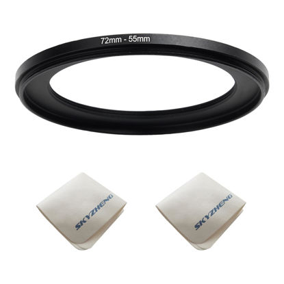 Picture of 72mm Lens to 55mm Camera Lens Adapter 72mm to 55mm Step Down Ring Adapter Ring for All Brands of UV ND CPL, with Premium Lens Wiping Cloth 2 Pack (72mm-55mm)