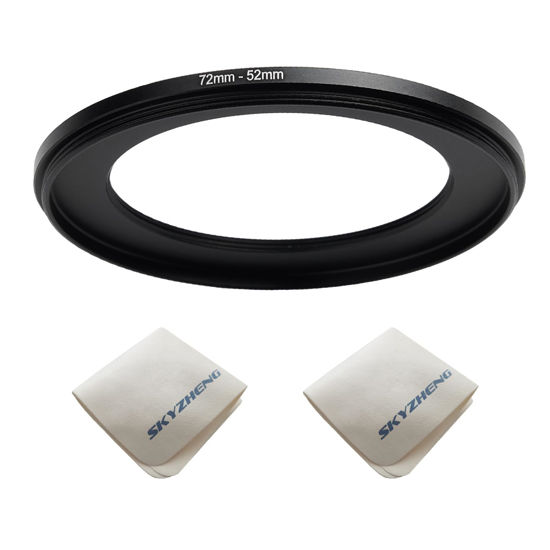 Picture of 72mm Lens to 52mm Camera Lens Adapter 72mm to 52mm Step Down Ring Adapter Ring for All Brands of UV ND CPL, with Premium Lens Wiping Cloth 2 Pack (72mm-52mm)