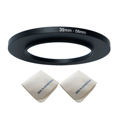 Picture of 39mm Lens to 58mm Camera Lens Adapter 39mm to 58mm Step Up Ring Adapter Ring for All Brands of UV ND CPL, with Premium Lens Wiping Cloth 2 Pack (39mm-58mm)