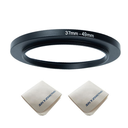 Picture of 37mm Lens to 49mm Camera Lens Adapter 37mm to 49mm Step Up Ring Adapter Ring for All Brands of UV ND CPL, with Premium Lens Wiping Cloth 2 Pack (37mm-49mm)