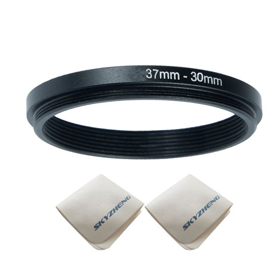 Picture of 37mm Lens to 30mm Camera Lens Adapter 37mm to 30mm Step Down Ring Adapter Ring for All Brands of UV ND CPL, with Premium Lens Wiping Cloth 2 Pack (37mm-30mm)