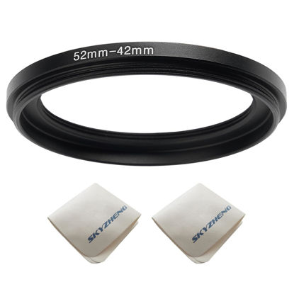 Picture of 52mm Lens to 42mm Camera Lens Adapter 52mm to 42mm Step Down Ring Adapter Ring for All Brands of UV ND CPL, with Premium Lens Wiping Cloth 2 Pack (52mm-42mm)