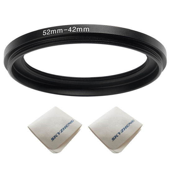 Picture of 52mm Lens to 42mm Camera Lens Adapter 52mm to 42mm Step Down Ring Adapter Ring for All Brands of UV ND CPL, with Premium Lens Wiping Cloth 2 Pack (52mm-42mm)