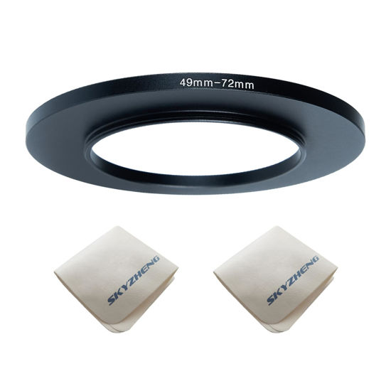 Picture of 49mm Lens to 72mm Camera Lens Adapter 49mm to 72mm Step Up Ring Adapter Ring for All Brands of UV ND CPL, with Premium Lens Wiping Cloth 2 Pack (49mm-72mm)