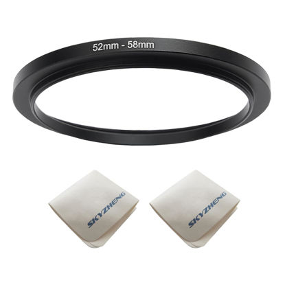 Picture of 52mm Lens to 58mm Camera Lens Adapter 52mm to 58mm Step Up Ring Adapter Ring for All Brands of UV ND CPL, with Premium Lens Wiping Cloth 2 Pack (52mm-58mm)