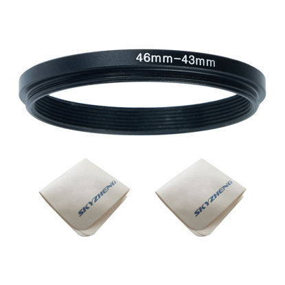 Picture of 46mm Lens to 43mm Camera Lens Adapter 46mm to 43mm Step Down Ring Adapter Ring for All Brands of UV ND CPL, with Premium Lens Wiping Cloth 2 Pack (46mm-43mm)