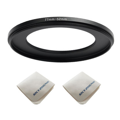 Picture of 77mm Lens to 52mm Camera Lens Adapter 77mm to 52mm Step Down Ring Adapter Ring for All Brands of UV ND CPL, with Premium Lens Wiping Cloth 2 Pack (77mm-52mm)