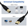 Picture of USB Printer Cable 6FT USB A to USB B Printer Cable, High-Speed Printer Cord for Scanners, Laptop, Computer, HP, Canon, Samsung, Dell, Epson, Xerox, USB MIDI Cable for Digital Piano MIDI Controller