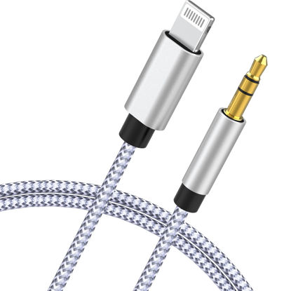 Picture of [Apple MFi Certified] iPhone to 3.5mm Car AUX Stereo Audio Cable (3FT/1M), Lightning to 3.5mm Nylon AUX Adapter Compatible with iPhone 14/13 Pro/12/11/XS/XR/X 8 7/iPad to Home Stereo/Speaker/Headphone