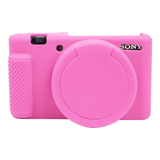 Picture of Easy Hood Camera Case for Sony ZV-1 ZV1 ZV 1 Vlog Camera, Camera Cover Body Skin with Removable Lens Cover Buttons Prompts Anti-Scratch Slim Fit Soft Silicone Protective DSLR Camera Case Pink