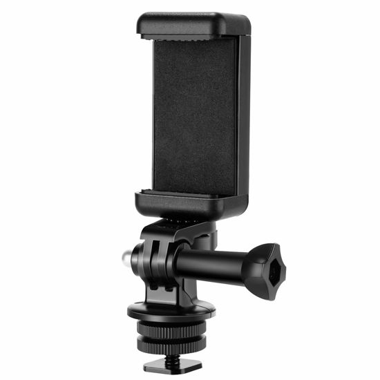 Picture of NEEWER Phone Holder / Hot Shoe Mount Adapter Kit Compatible with Action Camera GoPro Hero 11 10 9 8 7 6 5, DJI OSMO Action/Action 2, iPhone13 Pro Max, Samsung, Attaching on DSLR Camera or Ring Light