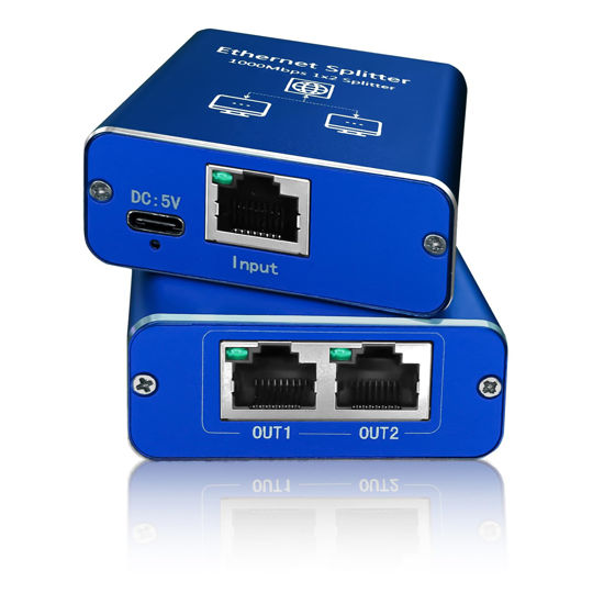 Picture of Ethernet Splitter 1 to 2 High Speed 1000Mbps, Gigabit Ethernet Splitter, LAN Splitter Dual LAN RJ45 Port Router Switch for Cat5/5e/6/7/8 Cable, IEEE 802.3 Compliant Plug and Play