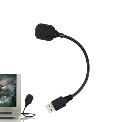 Picture of Blapsuro Mini USB Microphone for Laptop and Desktop Computer,Plug&Play,with Adjustable Gooseneck,Compatible with PC&Mac,Portable Condenser Mic for Online Class,Remote Work,Gaming,Podcasting(Black)