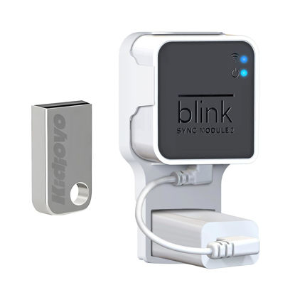 Picture of 256GB USB Flash Drive & Outlet Wall Mount for Blink Sync Module 2 with Short Cable - Save Space - No Messy Wires - Easy Move Mount Bracket Holder for Blink Outdoor Indoor Security Camera (1 Pack)