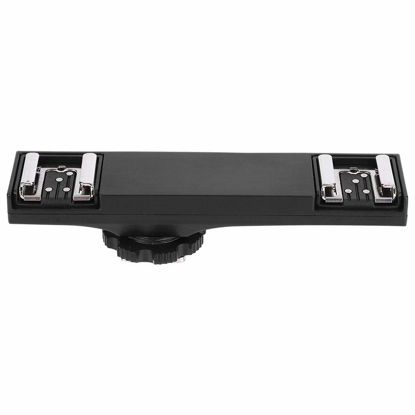 Picture of Dual Hot Shoe Splitter, Hot Shoe Extension Bar Mount Cold Shoe Extension Bracket Dual Bracket DSLR Camera Camcorder DV (for )