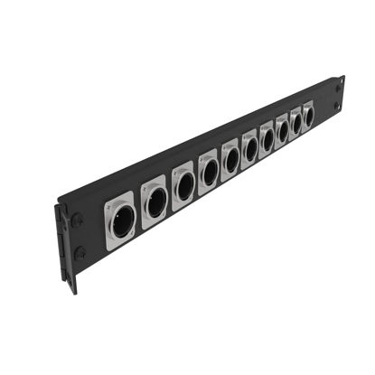 Picture of Jingchengmei 12 Port/Way/Hole Hinged Patch Panel - 1U 19" Rack Mount D-Type Connectors - Audio with Hinged Side (H1U12D, Black)