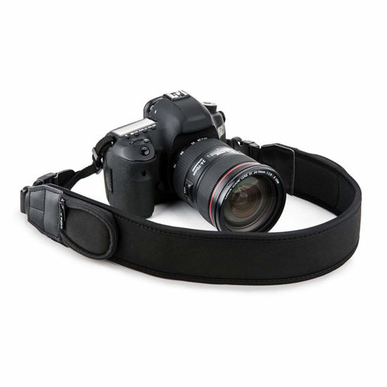 Picture of DSLR Camera Neck Strap, Soft Neoprene Shoulder Belt for Canon EOS R5 R6 5D Mark IV 6D Mark II SL3 SL2 T8i T7 T7i 90D 80D Nikon D6 D5 DF D850 D810 D780 D7500 D5600 D3500 with Zipped Pockets