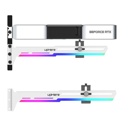 Picture of upHere 5V Addressable RGB White Graphics Card GPU Brace Support Video Card Sag Holder,Built-in 5V ARGB Strip,Adjustable Length and Height Support,G276WTARGB