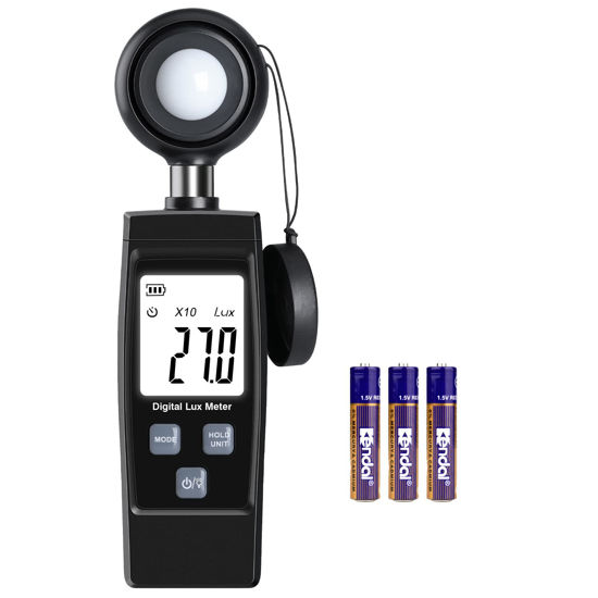 Picture of Light Meter, Handheld Lux Meter for Ambient Light Intensity Monitoring, Digital Photometer Range up to 200,000 Lux, Illuminance Sensor with MAX/MIN Data Hold for Office/Home