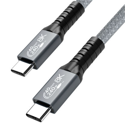 Picture of LanSenSu 240W USB4 Cable, 1FT, 40GBps Data Transmission, 240W (48V5A) PD Super Fast Charge, 8K@60Hz HD Extension for Thunderbolt 4, Mobile Phone, Notebook, MAC, SSD, PD3.1 and QC4.0