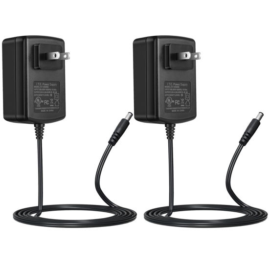 Picture of 2-Pack AC to DC 12V 2A Power Supply Adapter 5.5mm x 2.1mm for CCTV Camera DVR NVR UL Listed FCC