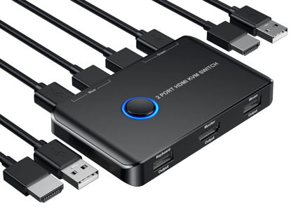 Picture of Generic KVM Switch,KVM Switch HDMI,USB KVM Switch for 2 Computers Sharing One HD Monitor and Keyboard Mouse, Support 4K@60Hz,2 HDMI Cables and 2 USB Cables Included