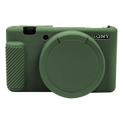 Picture of Easy Hood Camera Case for Sony ZV-1 ZV1 ZV 1 Vlog Camera, Camera Cover Body Skin with Removable Lens Cover Buttons Prompts Anti-Scratch Slim Fit Soft Silicone Protective DSLR Camera Case Green