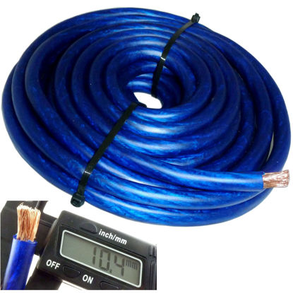 Picture of Hyperflex 17' ft 4 Gauge Blue Car Audio Power Ground Wire Cable AWG 17 Feet Fast