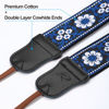 Picture of Padwa Lifestyle Camera Strap - 2" Cowhide Leather Head Cotton Camera Straps for Photographers,Vintage Jacquard Embroidery Adjustable Neck & Shoulder Strap for ALL DSLR/SLR Cameras (Blue Flower)