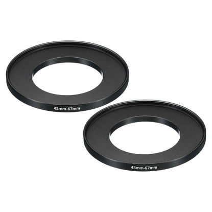 Picture of PATIKIL 43mm-67mm Metal Step Up Ring, 2 Pack Camera Lens Filter Adapter Ring Aluminum Filter Adapter Ring for Camera Lenses Hood, Black