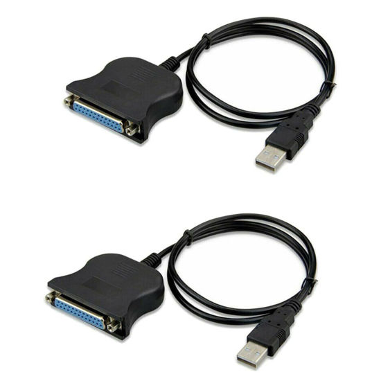 Picture of TEAMWILL 2PCS New USB to IEEE 1284 DB25 25-Pin Parallel Printer Female Adapter Cable Cord